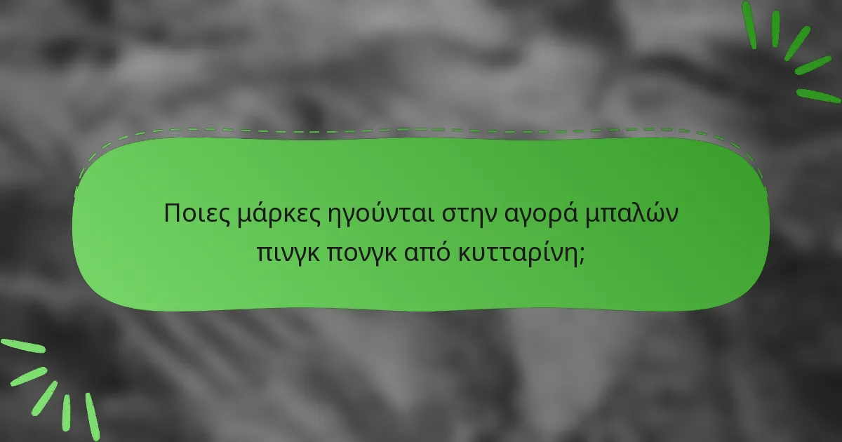 Ποιες μάρκες ηγούνται στην αγορά μπαλών πινγκ πονγκ από κυτταρίνη;