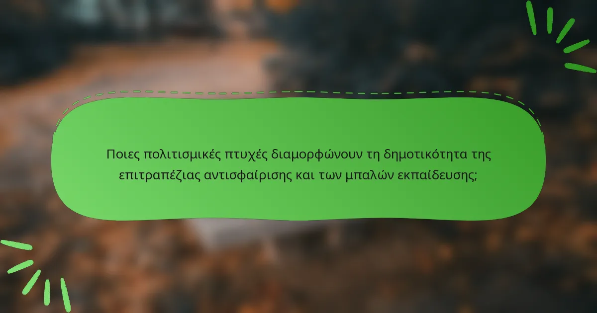 Ποιες πολιτισμικές πτυχές διαμορφώνουν τη δημοτικότητα της επιτραπέζιας αντισφαίρισης και των μπαλών εκπαίδευσης;